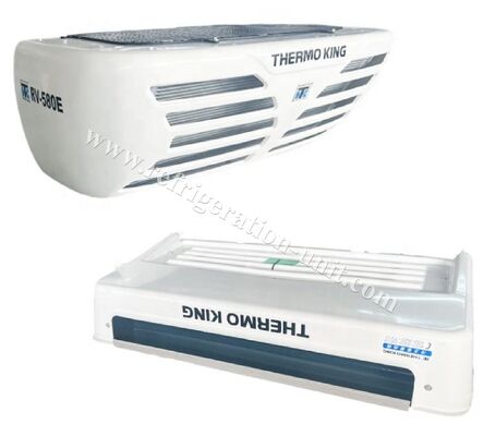 RV580E zamiennik dla agregatu chłodniczego THERMO KING C450 z napędem bezpośrednim, zasilanego z pojazdu, z kompresorem TK16 i 2 wentylatorami 24V